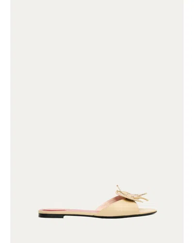 Valentino Garavani Flutterby Flat Slides In Nude