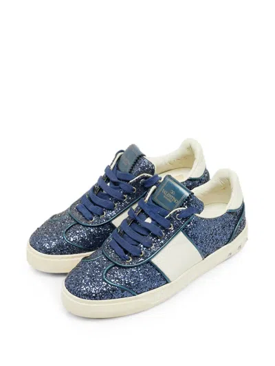 Pre-owned Valentino Garavani Flycrew Rockstud Sneakers In Blue