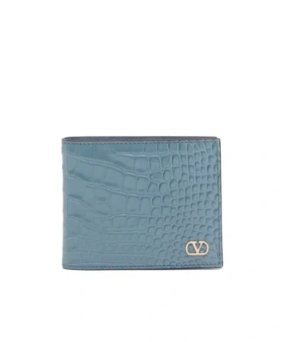 Valentino Garavani Fold Wallet In Half In Blue