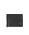 Valentino Vlogo Bi-fold Leather Wallet With Money Clip In Black