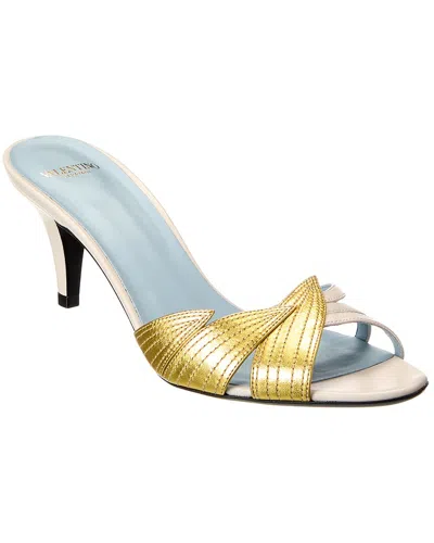 Valentino Garavani Valentino Foliefoliage 80 Leather Sandal In White