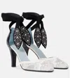 Valentino Garavani Two-tone Lace And Leather Foliefoliage Pumps In White