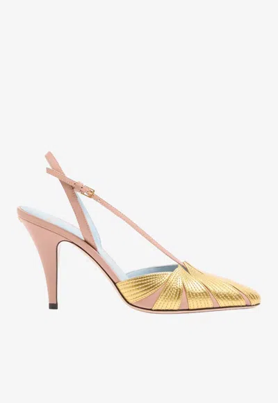 Valentino Garavani Foliefoliage 90 Slingback Pumps In Multi