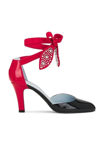 Valentino Garavani Foliefoliage Ankle Strap Pump In Red