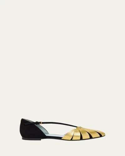 VALENTINO GARAVANI FOLIEFOLIAGE BICOLOR LEATHER BALLERINA FLATS
