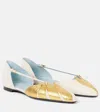 Valentino Foliefoliage Metallic Leather Ballet Flats In White
