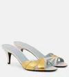 Valentino Garavani Foliage Leather Mules In Light Ivory/old Gold