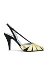 Valentino Foliefoliage 90 Suede Slingback Pumps In Nero & Old Gold