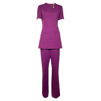 Pre-owned Valentino For Twa 1971 Purple Flight Attendant Tunic And Pants Ensemble