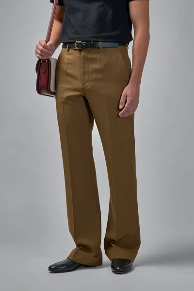 Valentino Formalwear Techno Drape Gabardine Pants In Brown