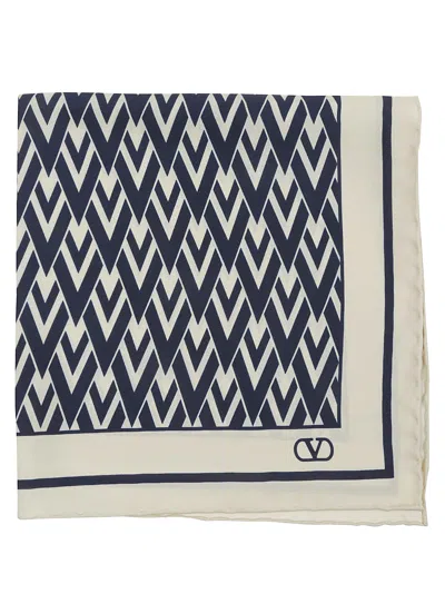 Valentino Garavani Foulard (45x45cm) In Rdr Navy Crema