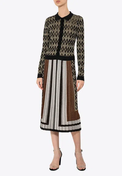 Valentino Foulard Archive Print Midi Dress In Brown