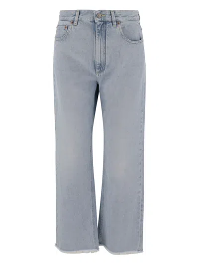 VALENTINO FRAYED STRAIGHT-LEG JEANS
