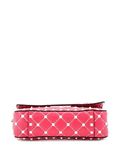 Pre-owned Valentino Garavani Free Rockstud Spike Flap Bag Quilted Leather Small Shoulder Bag In Pink