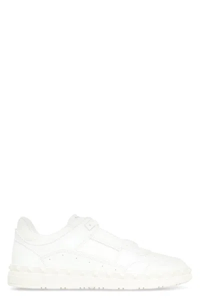 Valentino Garavani Freedots Leather Low-top Sneakers In White