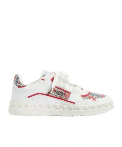 Valentino Garavani Leather Freedots Sneakers Panels Patterned In White