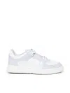 Valentino Freedots Low-top Sneaker In Calfskin In Ice Grey Bianco Bianco Bianco