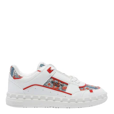 Valentino Garavani Leather Freedots Sneakers Panels Patterned In White