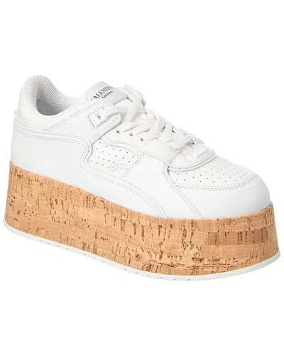 VALENTINO GARAVANI VALENTINO FREEDOTS XL LEATHER & CORK PLATFORM SNEAKER