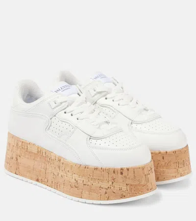 VALENTINO GARAVANI FREEDOTS XL LEATHER PLATFORM SNEAKERS
