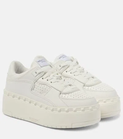 VALENTINO GARAVANI FREEDOTS XL LEATHER PLATFORM SNEAKERS