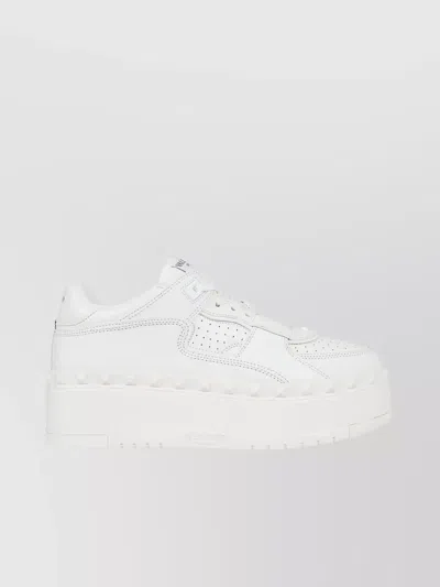 Valentino Garavani Freedots Xl Perforated Studded Sole Sneakers In Bianco