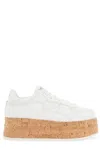 Valentino Leather Platform Sneakers Perforated Detailing In White