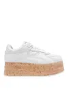 Valentino Leather Platform Sneakers Perforated Detailing In Blanco