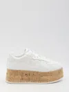 Valentino Leather Platform Sneakers Perforated Detailing In White