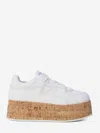 Valentino Leather Platform Sneakers Perforated Detailing In White