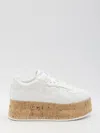 Valentino Leather Platform Sneakers Perforated Detailing In White