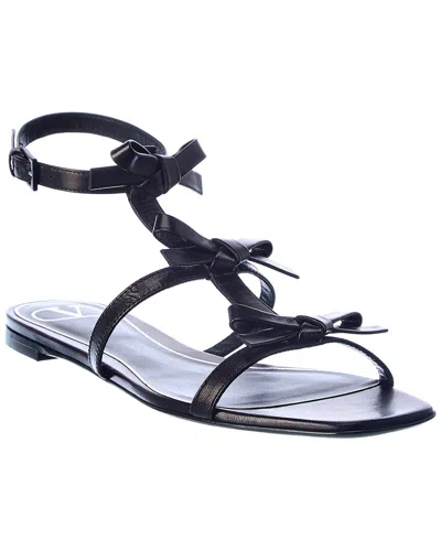 Valentino Garavani Valentino French Bows Leather Sandal In Black