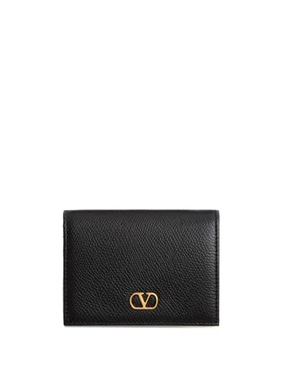 Valentino Garavani French Flap Wallet Vlogo In Black