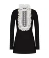 Valentino Women's Embroidered-lace Wool And Silk-blend Mini Dress In Black