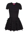 Valentino Short Black Dress With An Elegant Crinkle Effect In Black