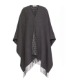 Valentino Double Poncho With Fringed Detail Edge In Black
