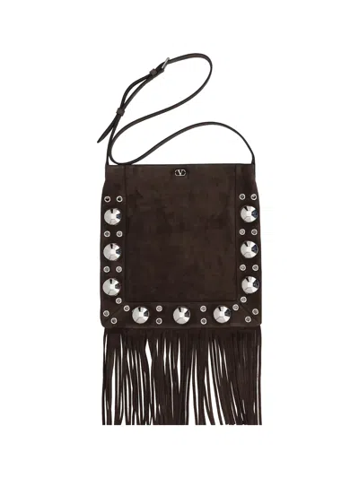 Valentino Garavani Fringe Shoulder Bag In Testa Di Moro