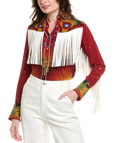 Valentino Fringe Silk Shirt In White