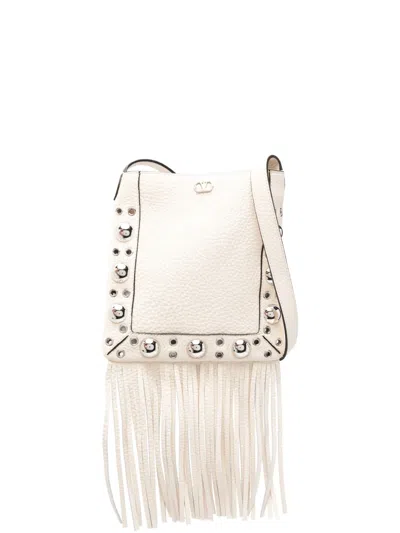 Valentino Garavani Fringed Cross Body Bag In Nude