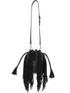 Valentino Fringed Leather Shoulder Bag In Black