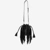 Valentino Fringed Leather Shoulder Bag In Black