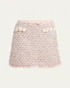 Valentino Tweed Skirt With Embellished Fringe Hem