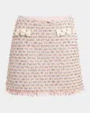 Valentino Tweed Skirt With Embellished Fringe Hem