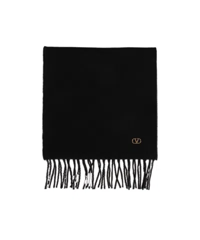 Valentino Fringed Scarf In Black