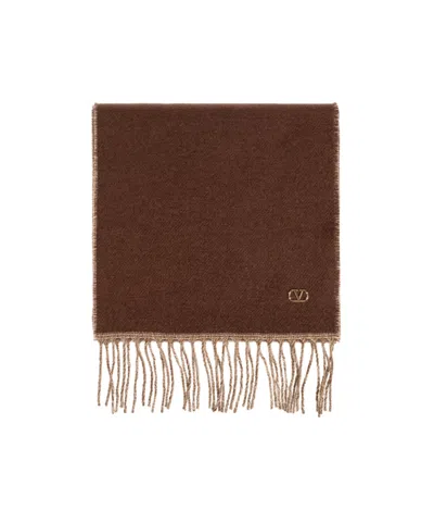 Valentino Fringed Scarf In Brown