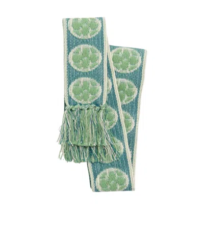 VALENTINO VALENTINO LOGO EMBROIDERED FRINGED EDGE SCARF