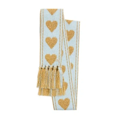 Valentino Fringed Scarf In Sky Blue/gold