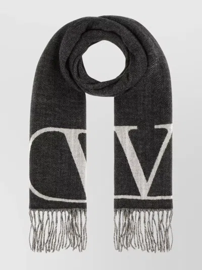 Valentino Fringed Scarves Soft Texture In Black