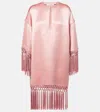 Valentino Fringed Silk Duchess Satin Minidress In Pink