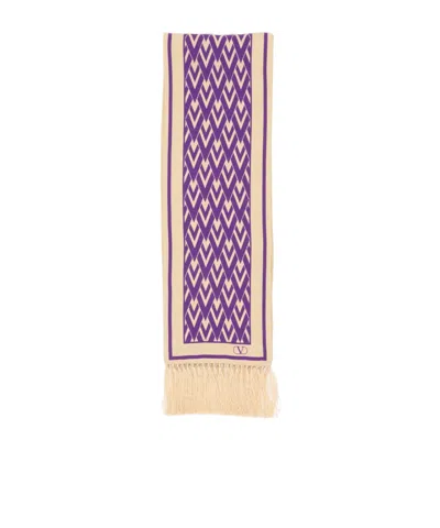 Valentino Fringed Silk Scarf In Nude